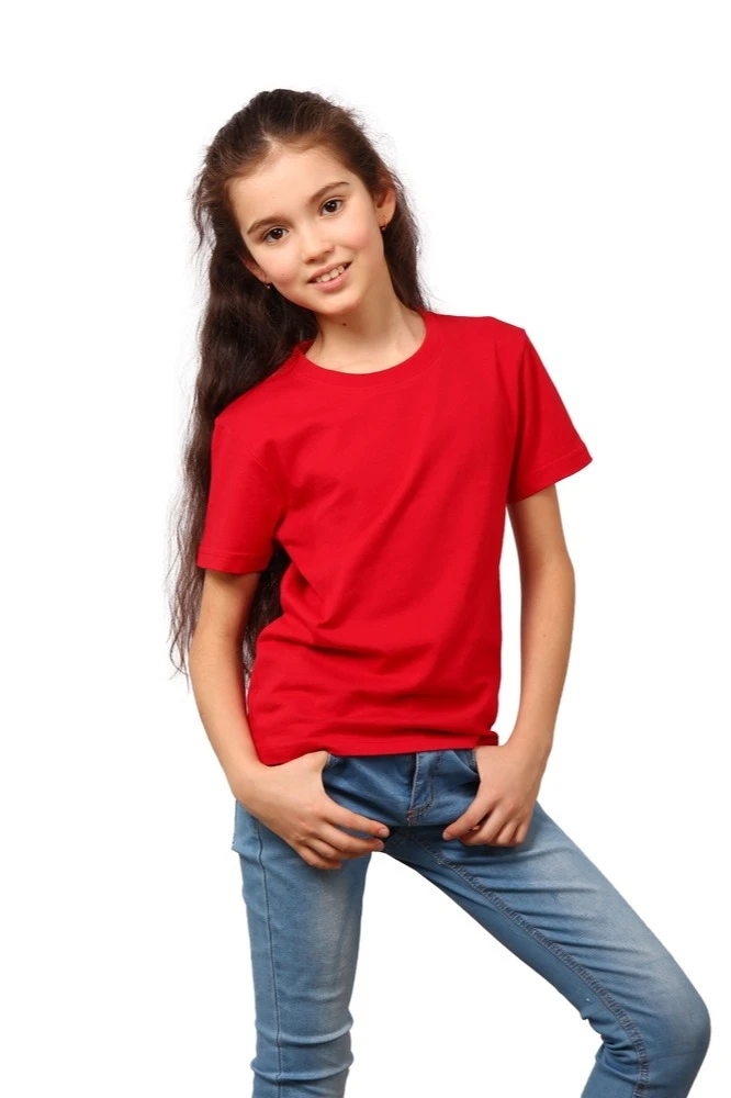 Футболка Премиум детская (Modern) однотонная красная (хлопок)#1