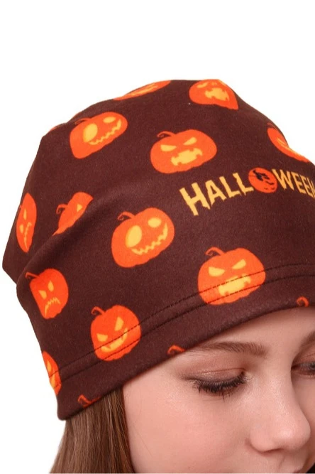 Шапка Лав флисовая однослойная взрослая, с полной запечаткой "Halloween"#4