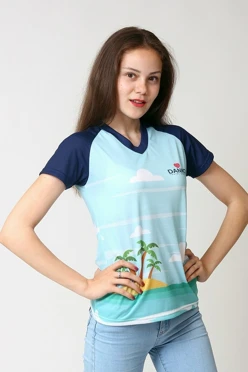 Футболка Спэйс V-ворот женская с полной запечаткой (полиэстер)#2