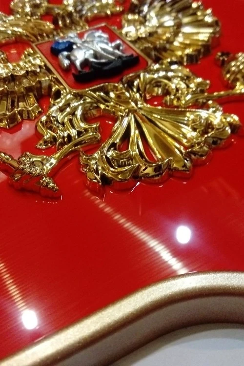 Герб РФ 42х50 см, барельеф, щит пластик, металлонапыление#2