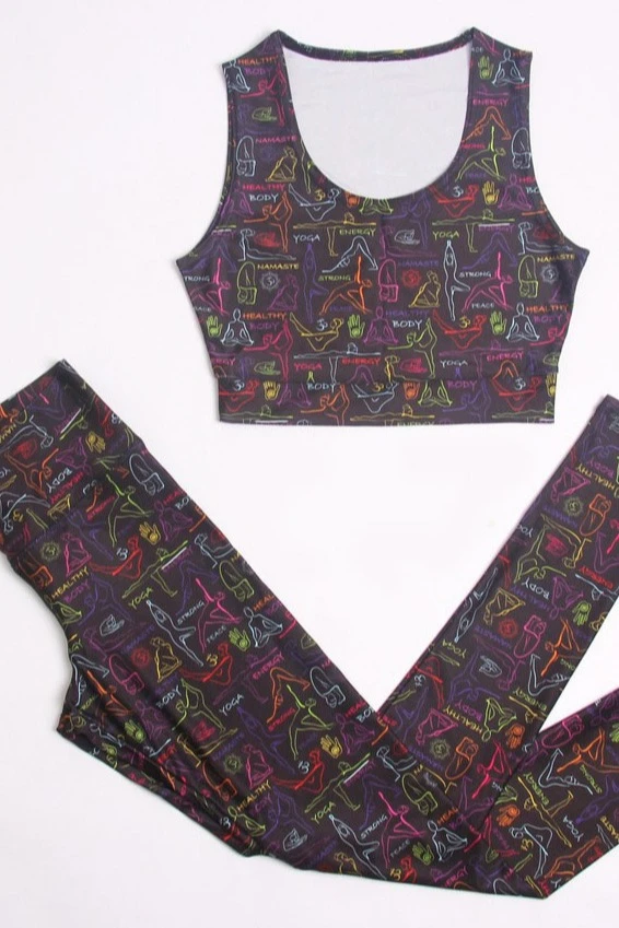 Комплект женский с принтом "Yoga"#1