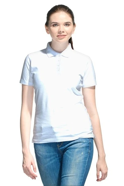 Поло Нэкст женская (Stan) однотонная белая (хлопок)#1