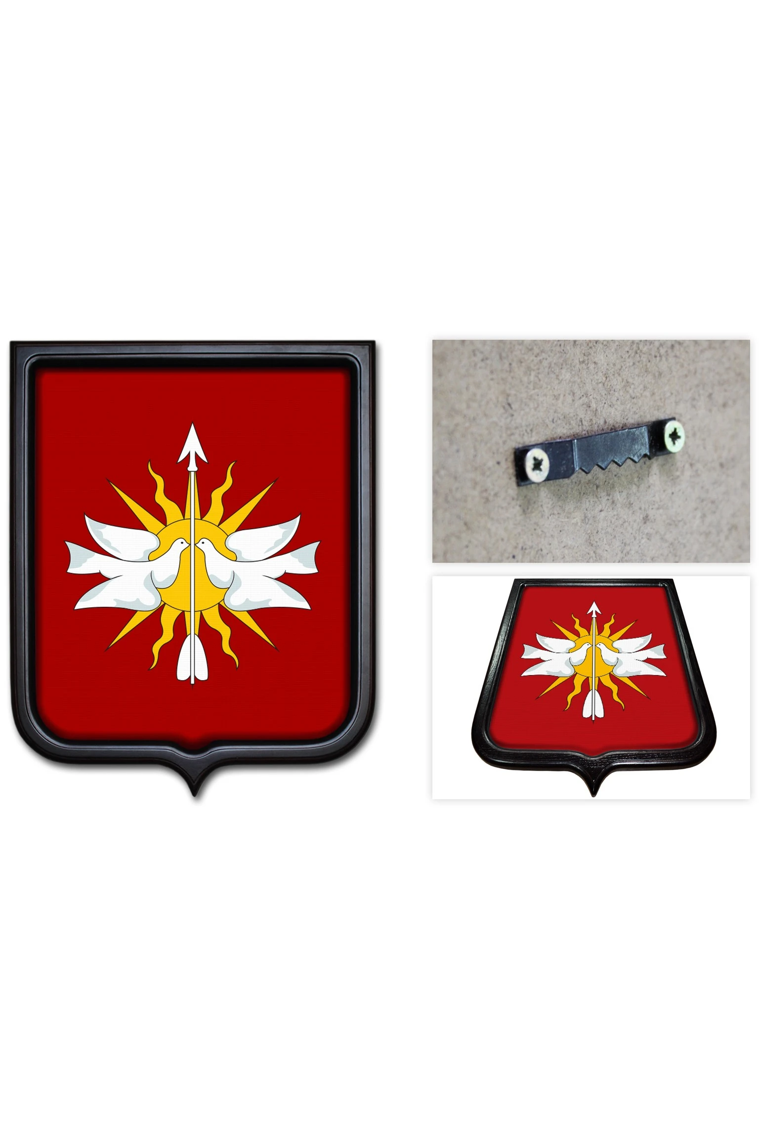 Купить Герб поселка Солнечный 35х43 см печатный темная рамка