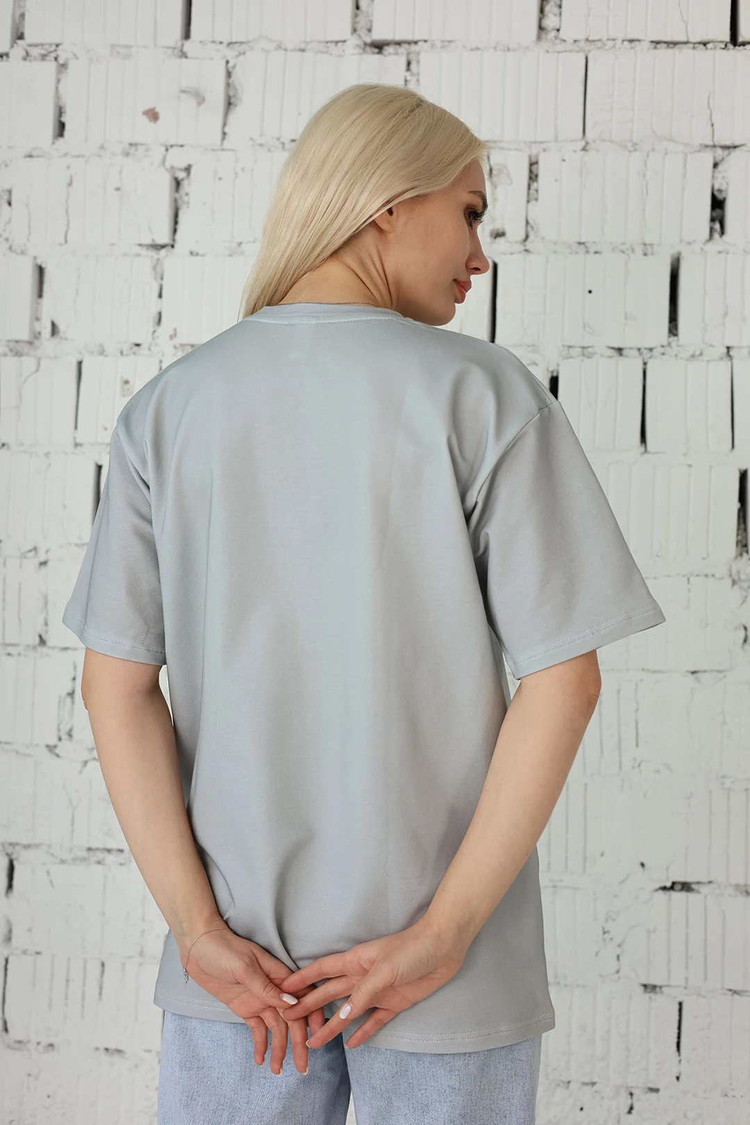 Футболка Мерфи оверсайз унисекс, однотонная серая (хлопок)#1