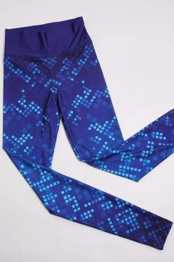 Легинсы женские с широким поясом с принтом "Blue Pixels"