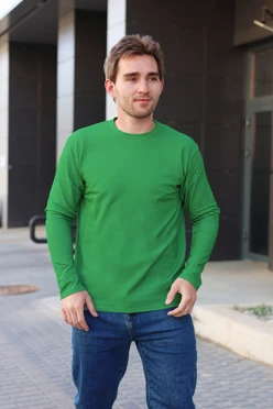 Купить лонгслив Фрэнсис унисекс однотонный (хлопок) зеленый