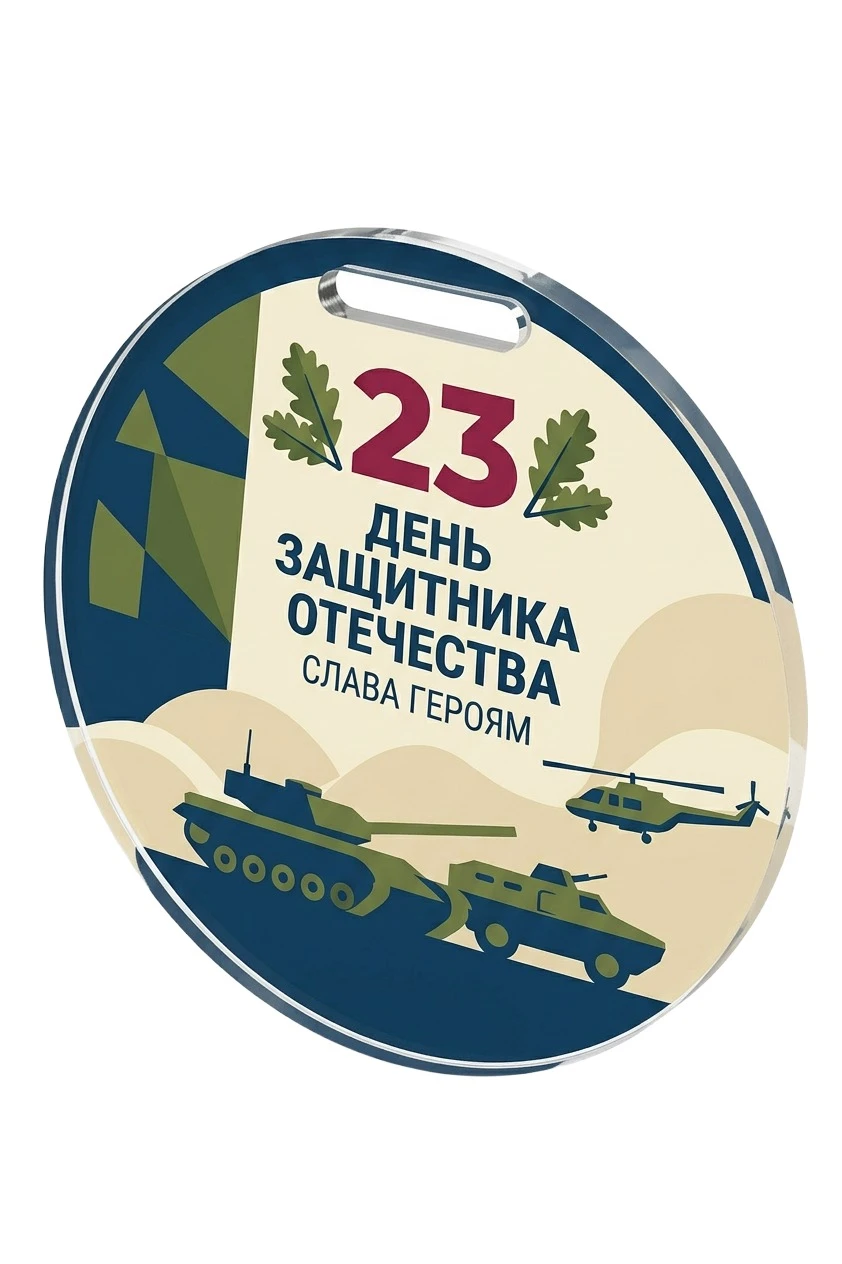 Медаль из акрила АС7009 Круг 70 мм с печатью "To the best defender"#1