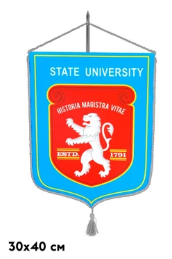 Купить вымпел герб печатный из атласа со шнуром и кистью, 30х40 см Купить вымпел герб печатный из атласа со шнуром и кистью, 30х40 см