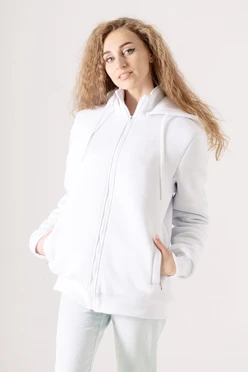 Купить балахон Джеймс из футера на флисе унисекс, однотонный белый