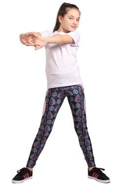 Легинсы детские с узким поясом с принтом "Leaves"