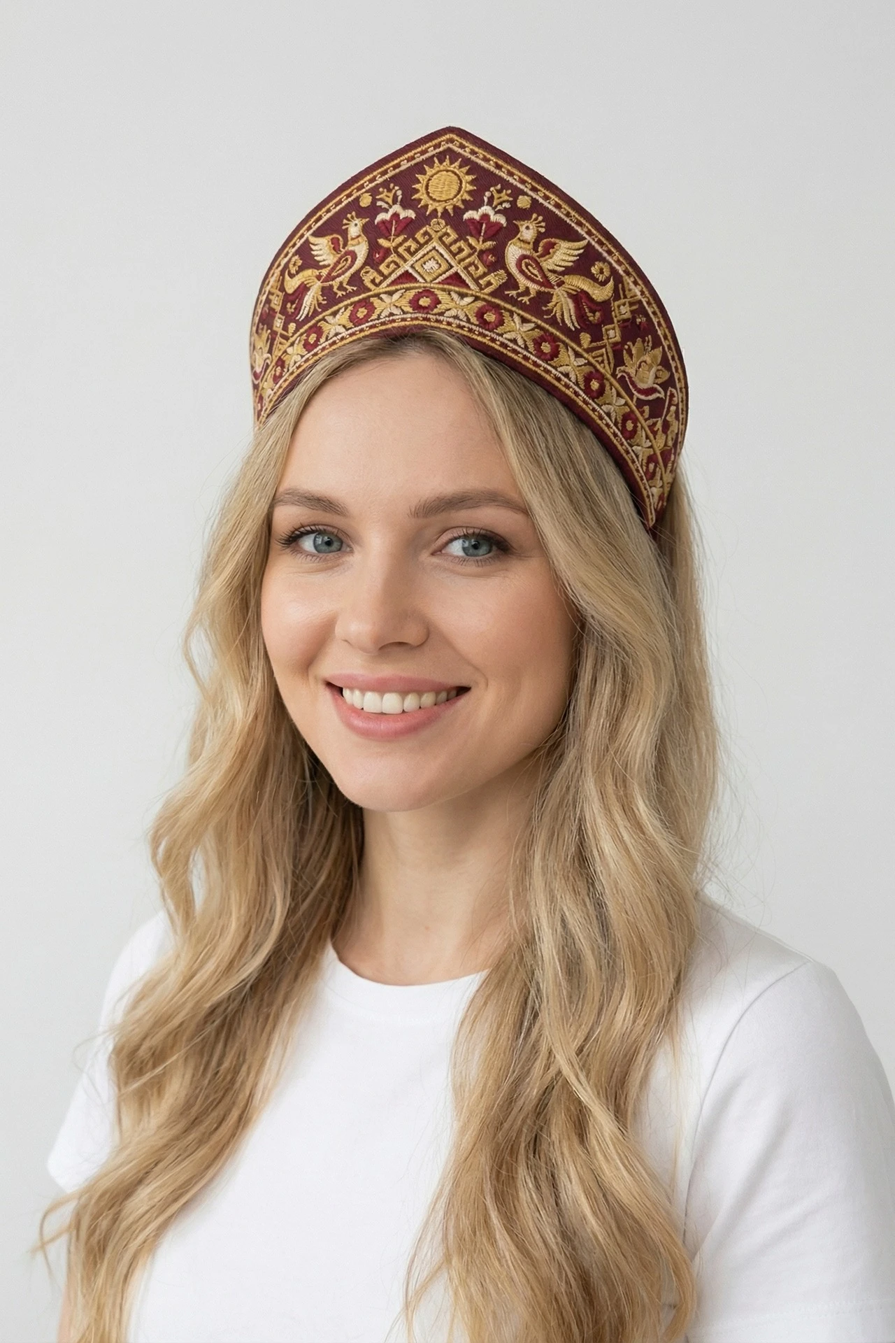 Кокошник Роко 8х51 см с принтом "Gzhel birds"#2