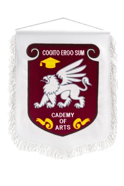 Купить вымпел Герб печатный с вышивкой из сатена с бахромой, 30х40 см "Cademy of arts"