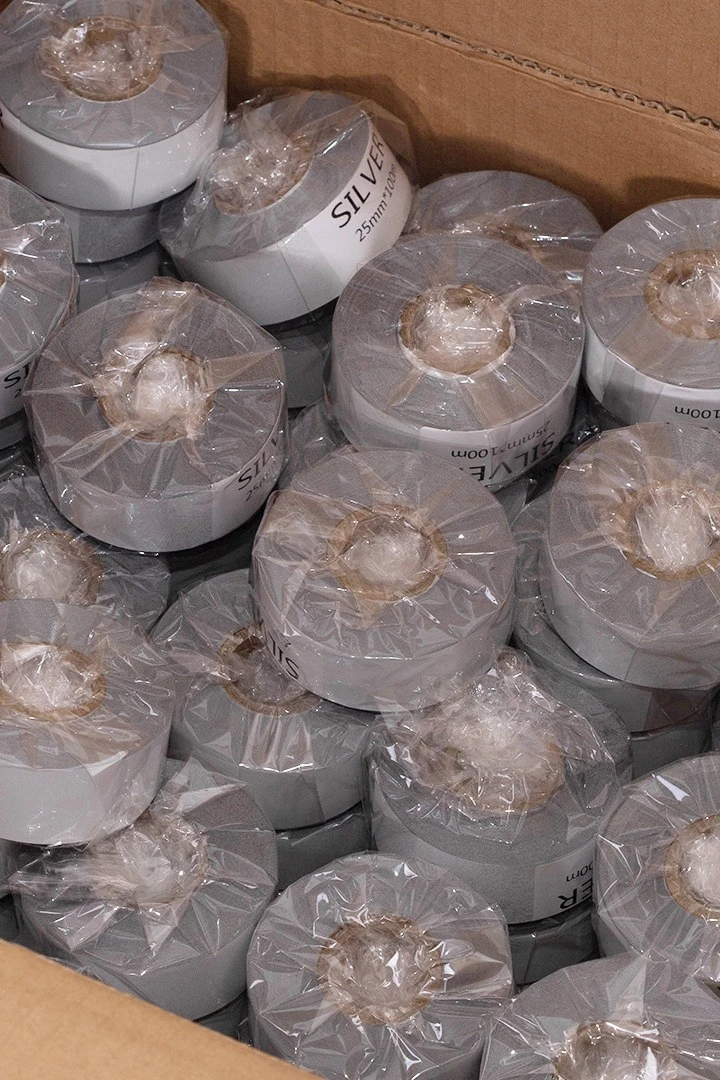 Лента термотрансферная ширина 2,5 см, серебро#2 Лента термотрансферная ширина 2,5 см, серебро#2