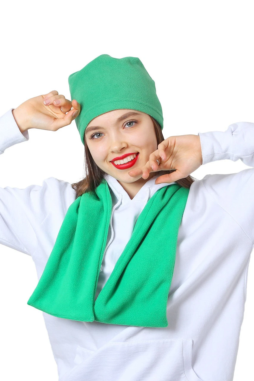 Шапка Вайт флисовая однослойная взрослая, однотонная зеленая#3