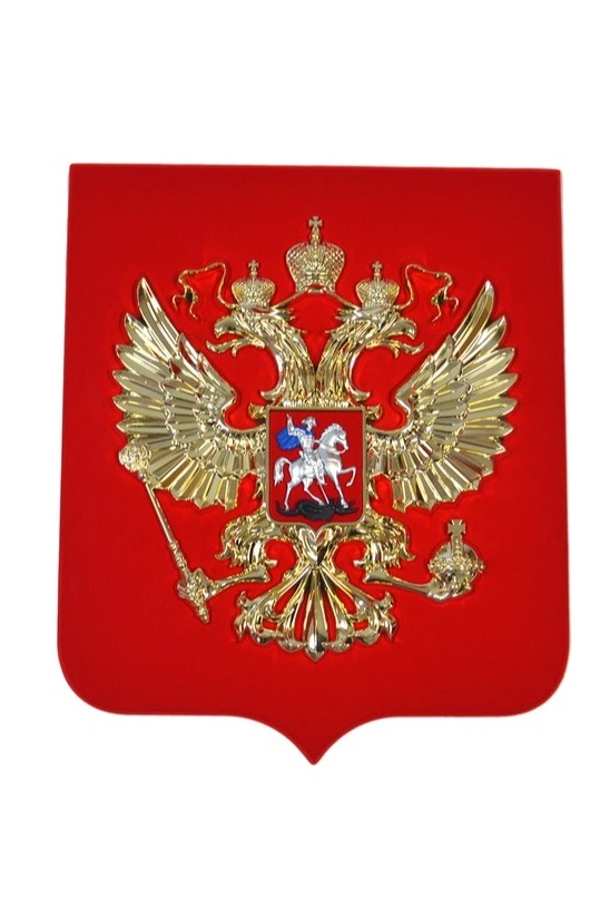 Герб РФ 50х60 см, барельеф, щит флокированный, металлонапыление#1