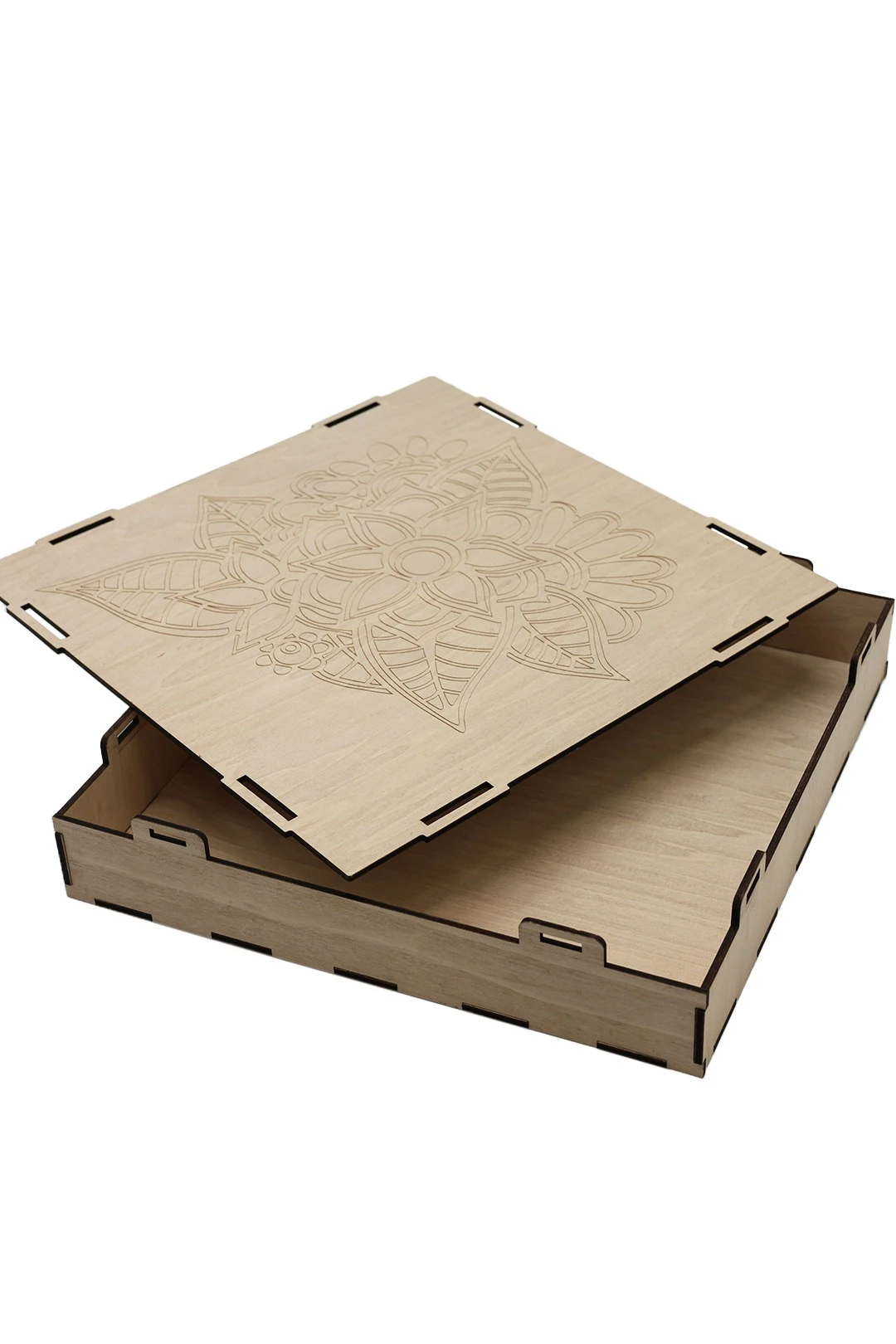 Коробка из фанеры с нанесением 257х257х51 мм#1