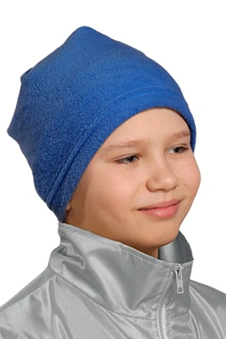 Шапка Вайт флисовая однослойная детская, однотонная синяя#1