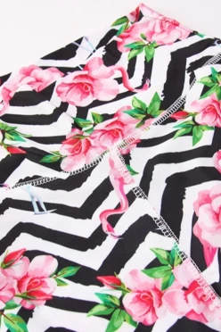 Легинсы женские с широким поясом с принтом "Flamingo flower"#2