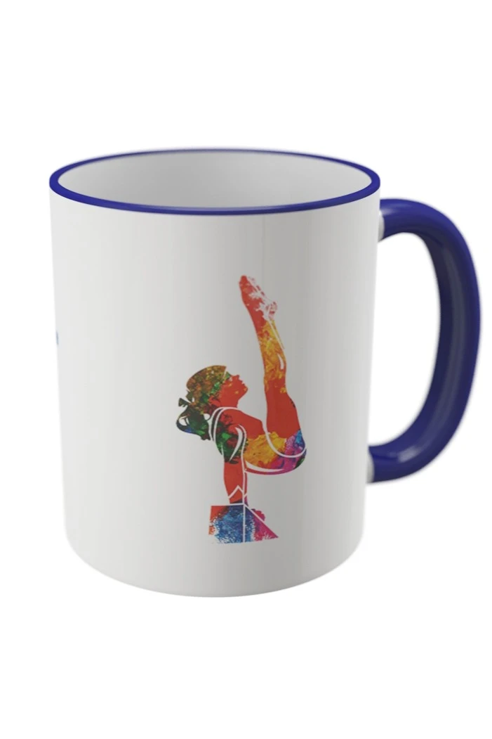 Кружка с цветной каймой и ручкой, с печатью#6