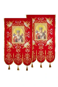 Купить хоругвь вышитую 50х110 с образом Николая Чудотворца