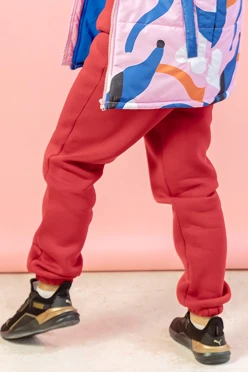 Купить брюки Хит из футера мужские красные