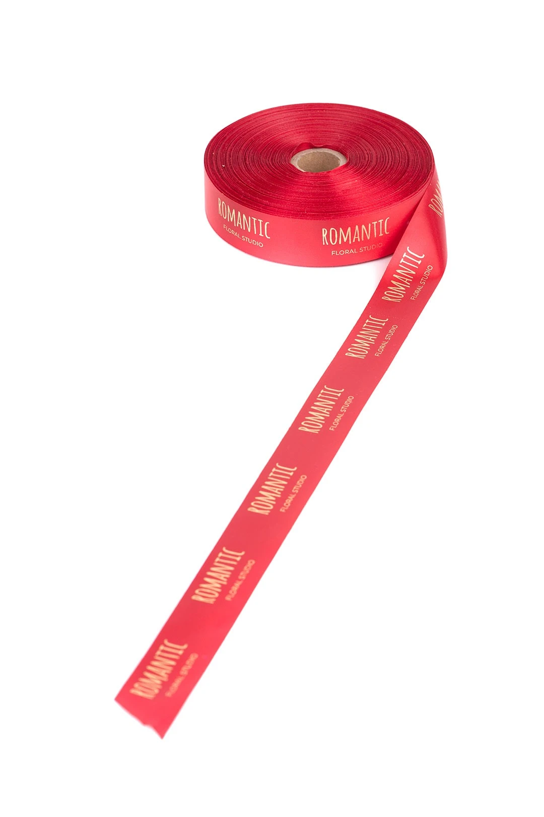 Купить ленту сатин шириной 2,5 см, печать золотом с одной стороны