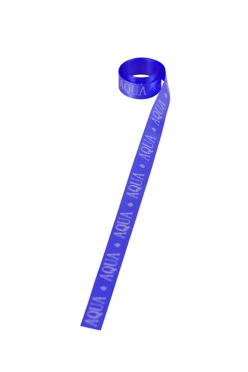 Купить ленту сатин ширина 1,5 см синяя, печать белым с одной стороны