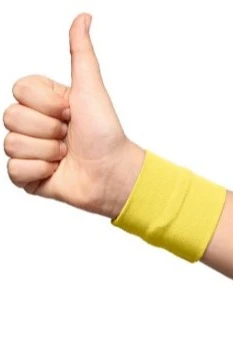 Купить напульсник трикотажный лимонный 9х9 см