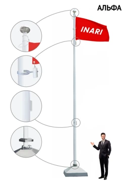 Купить флагшток из стекловолокна с закрытым механизмом 9 м
