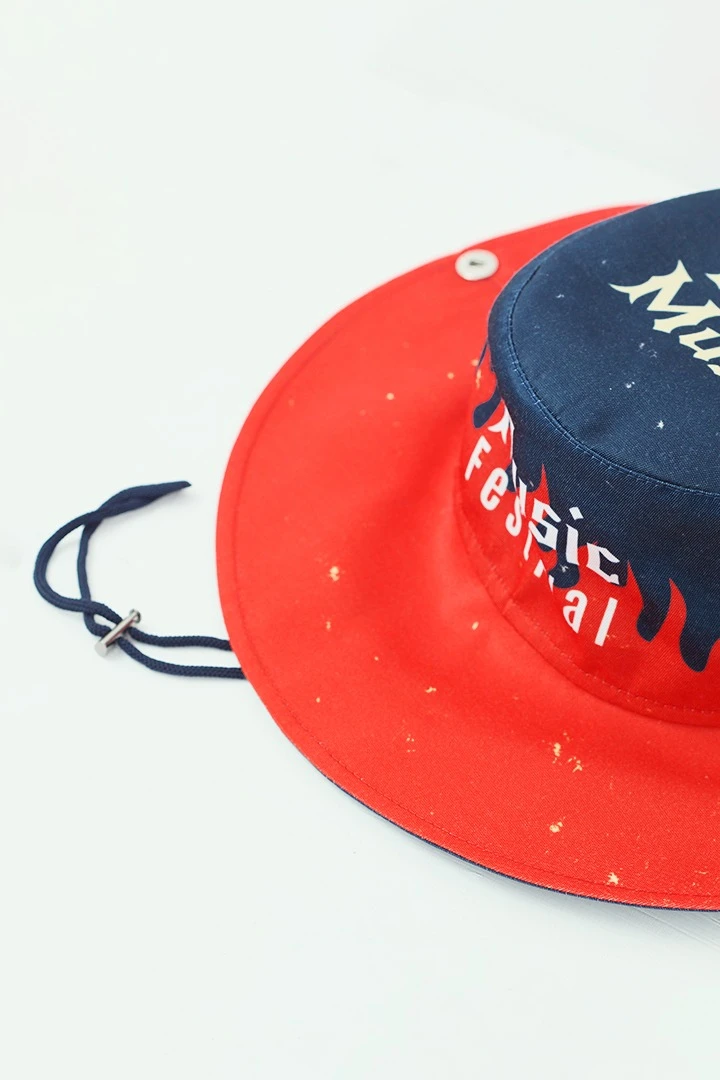 Панама Техас с полями на кнопках, с полной запечаткой "Music Festival"#2