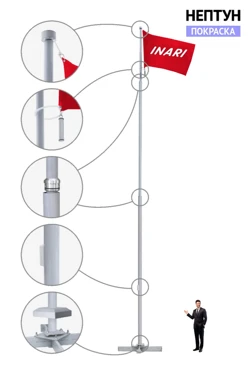Купить флагшток алюминиевый с закрытым механизмом 11 м