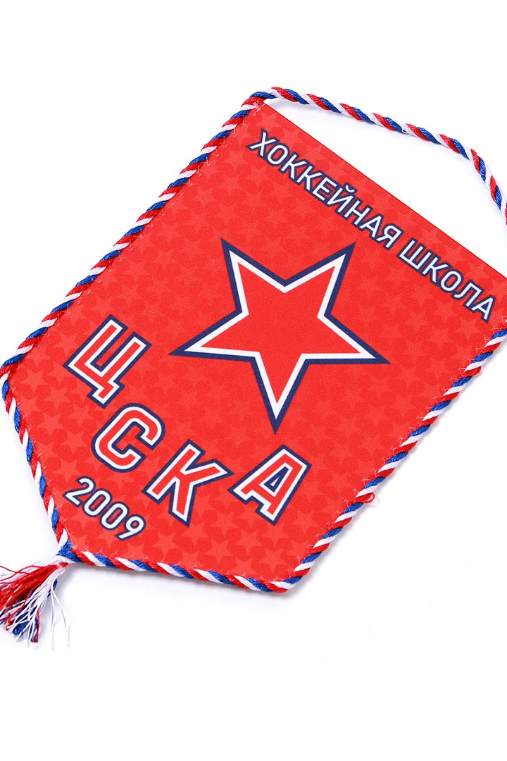Купить вымпел угол печатный из атласа со шнуром и кистью, 15х22 см "CSKA Moscow"