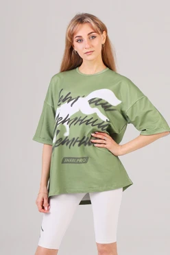 Купить футболку Бен оверсайз из кулирки хб унисекс женская с полной запечаткой