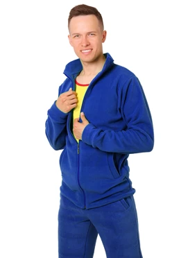 Купить синюю толстовку Харисон без капюшона унисекс