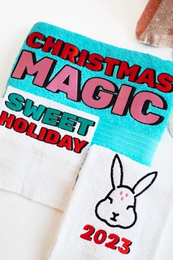 Купить полотенце махровое 70х140 см с бордюром, однотонное "Christmas magic"