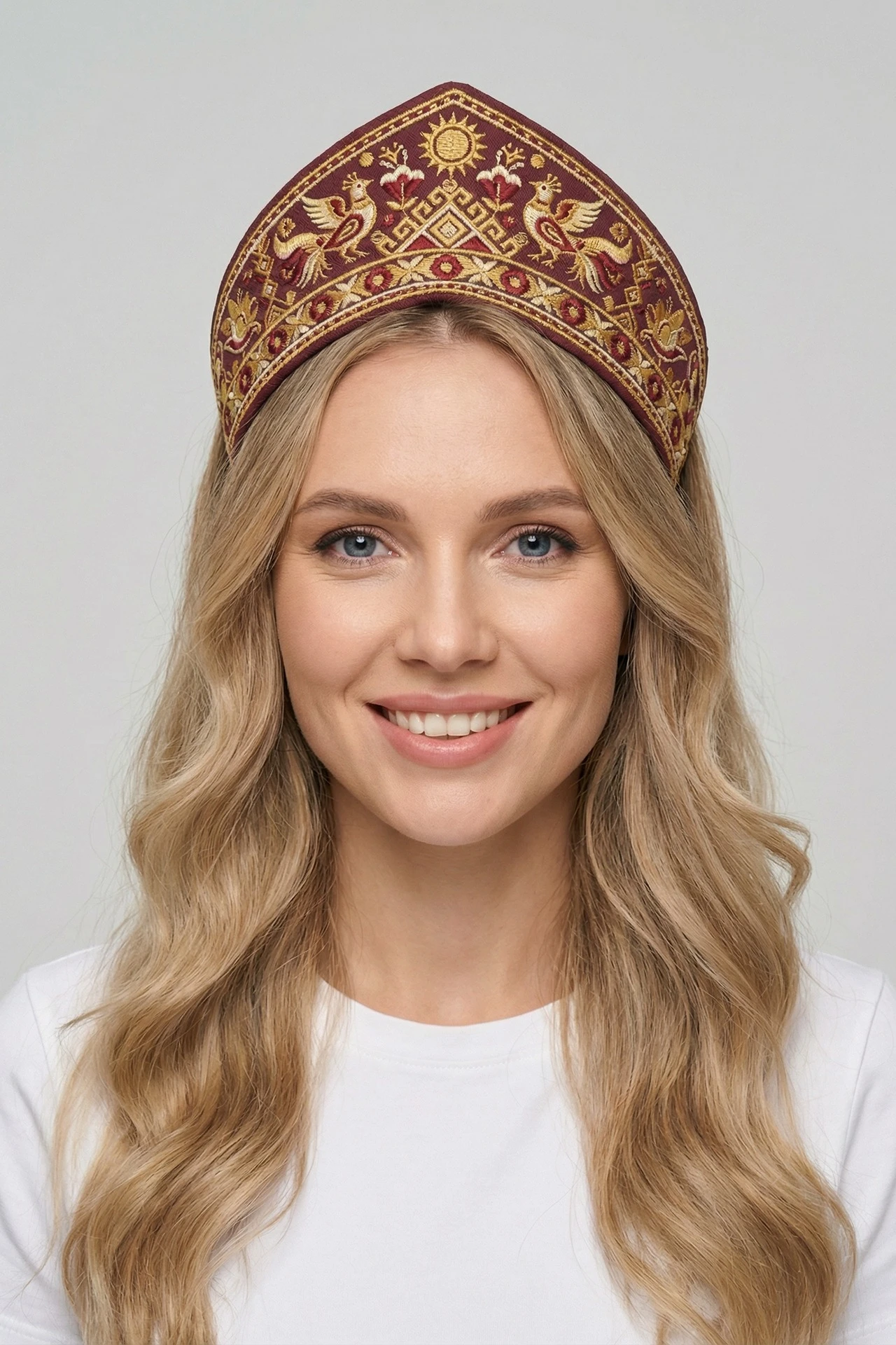 Кокошник Роко 8х51 см с принтом "Gzhel birds"#3