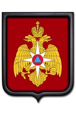 Купить Герб МЧС РФ размер 35х43 см печатный рамка темное дерево