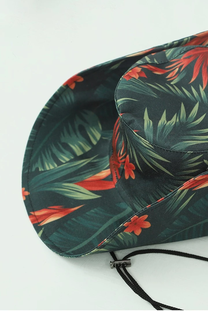 Панама Техас с полями на кнопках, с полной запечаткой "Summer time"#2