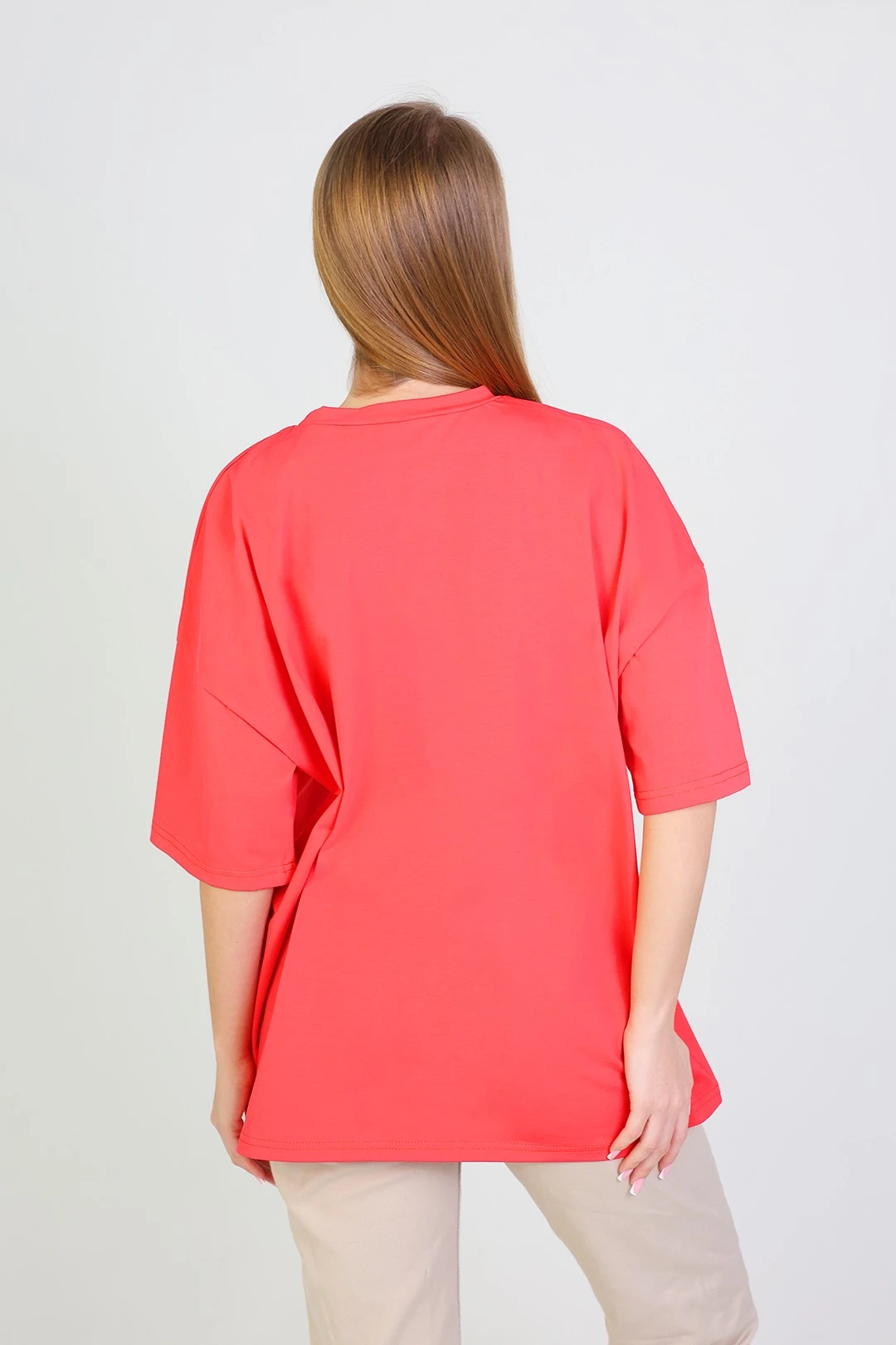 Футболка Ричмонд оверсайз унисекс однотонная (хлопок), розовая#4