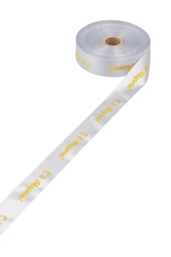 Лента сатин ширина 3 см, печать золотом с одной стороны#1