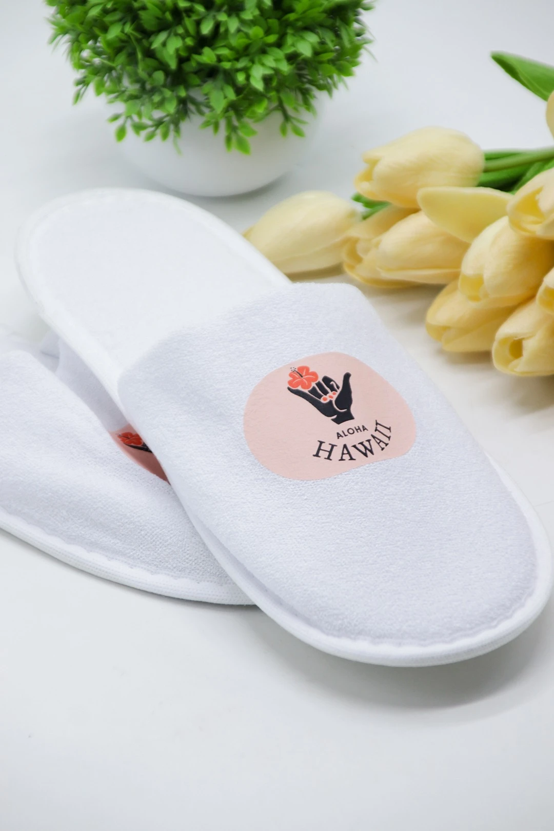 Тапочки махровые закрытый носок, с печатью#2