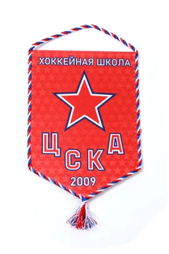 Купить вымпел угол печатный из атласа со шнуром и кистью, 15х22 см "CSKA Moscow"