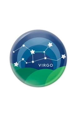 Купить значок закатный диаметр 44 мм, с печатью "Virgo"
