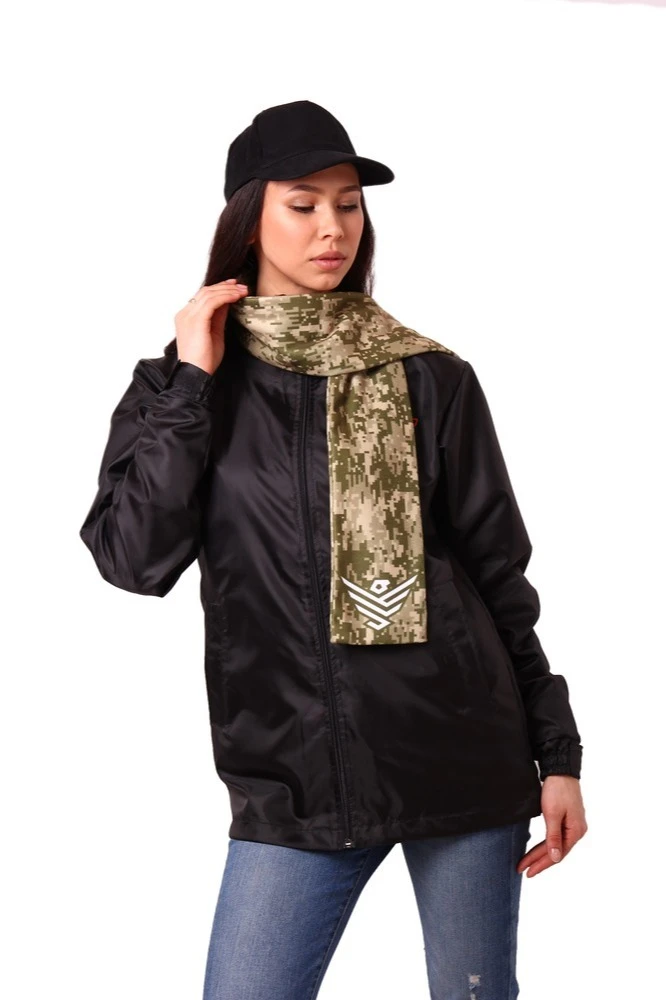 Шарф двухслойный утепленный 15х120 см, с полной запечаткой "Hacks"#1