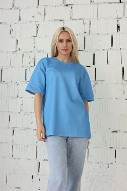 Купить футболку Мерфи оверсайз унисекс однотонную небесную (хлопок)