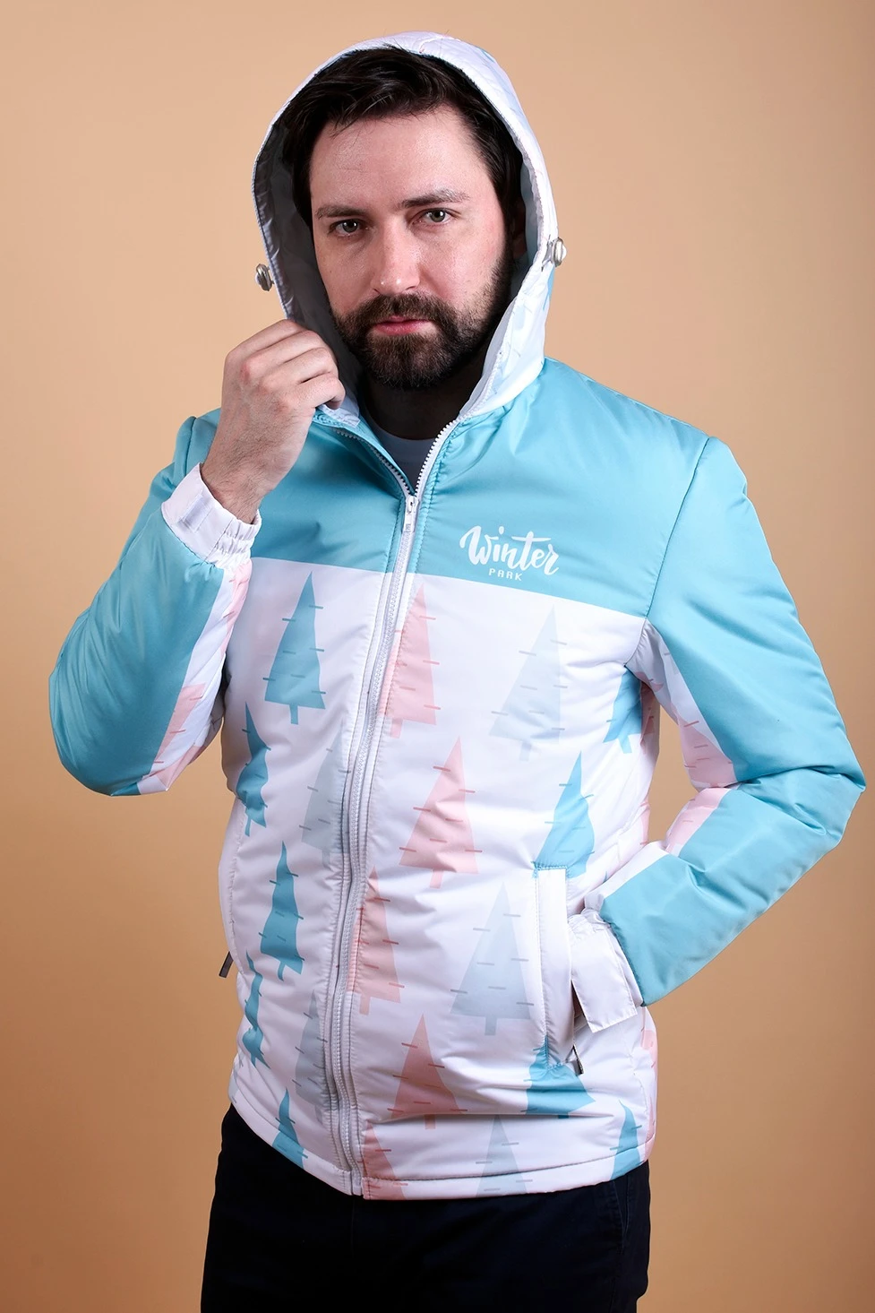 Купить куртку Норд, унисекс, с полной запечаткой "Winter trees"