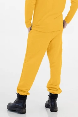 Купить брюки Хит из футера с начесом мужские, однотонные желтые