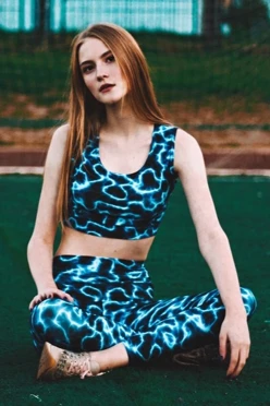 Легинсы женские с широким поясом с принтом "Thunderstorm"