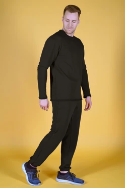 Купить спортивный костюм Стинг из футера унисекс, однотонный черный