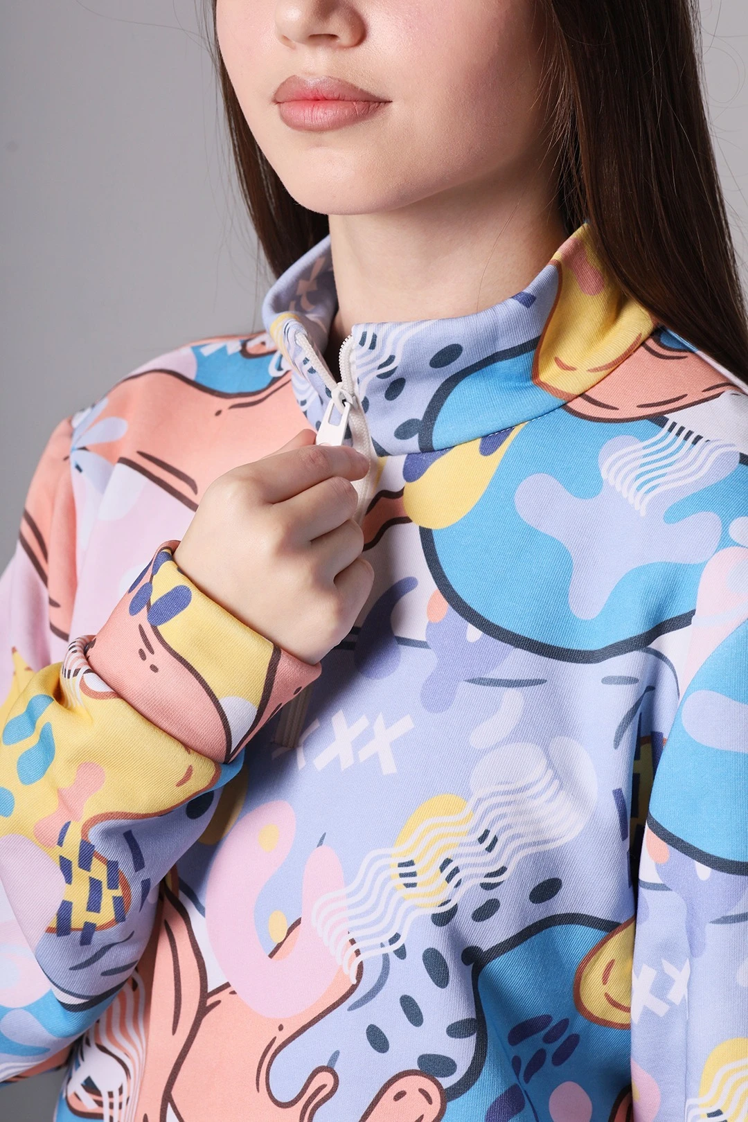 Толстовка Меган унисекс из футера хб с полной запечаткой "Haaticity"#1